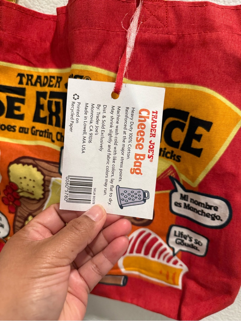 Trader Joe's Cheese Experience Red Tote Bag - Picture 2 of 3